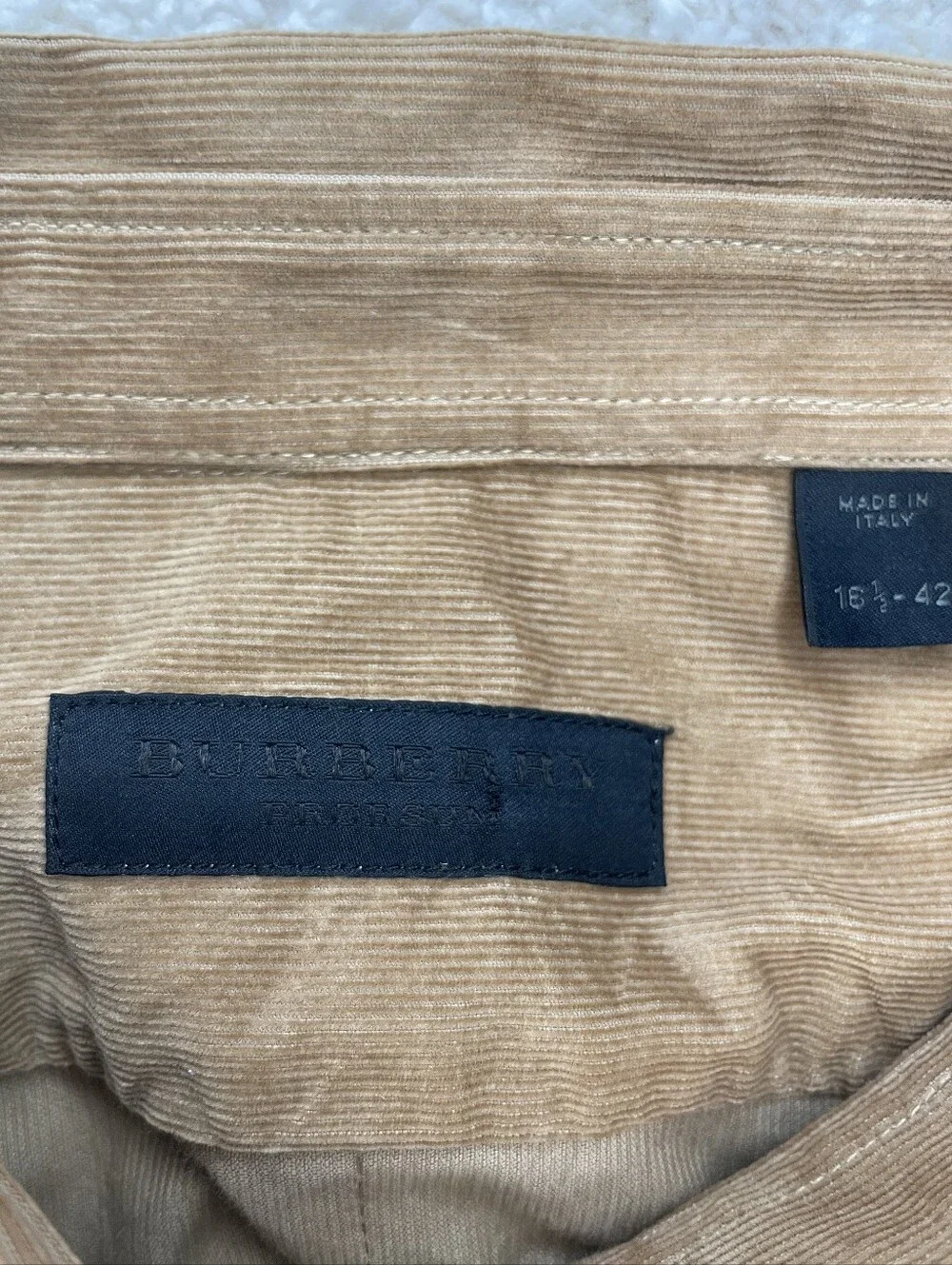 Burberry Cotton Men's Tan Brown Button-Down Casual Shirt Size 16.5